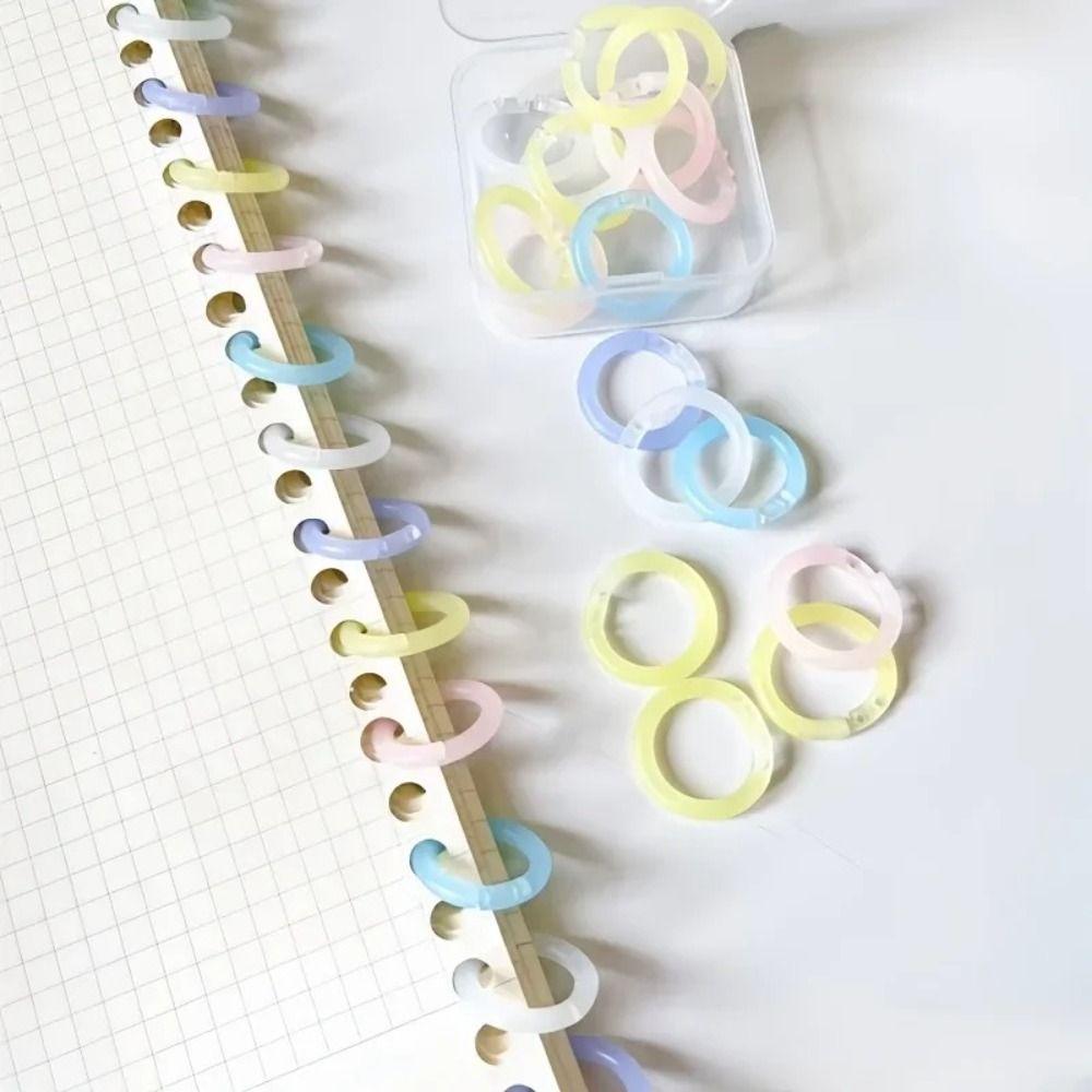 20pcs/box Transparent Colorful Plastic Binding Coils Punch Buckle Rings  Binding Notebooks