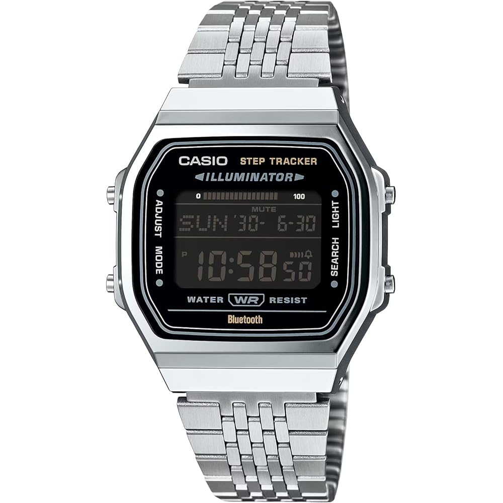 

Casio ABL-100WE-1B Digital Bluetooth Watch Silver Unisex Step Tracker with Reverse LCD Display