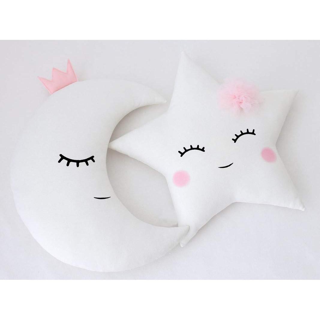 

@ Tow Cute Moon Star Cot Cushion Pink Blush For Baby 320Gm Zr-7087-60%Off
