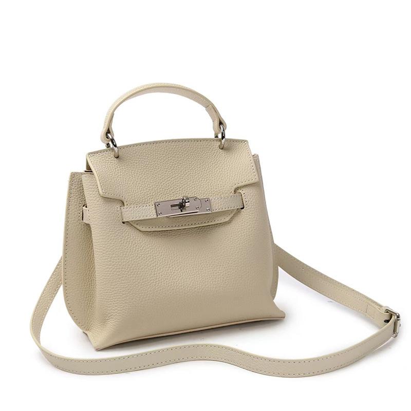 Early Spring New Fashion Niche Design Top Layer Togo Leather Kelly Handbag Shoulder Bag Lock Buckle Elegant Versatile