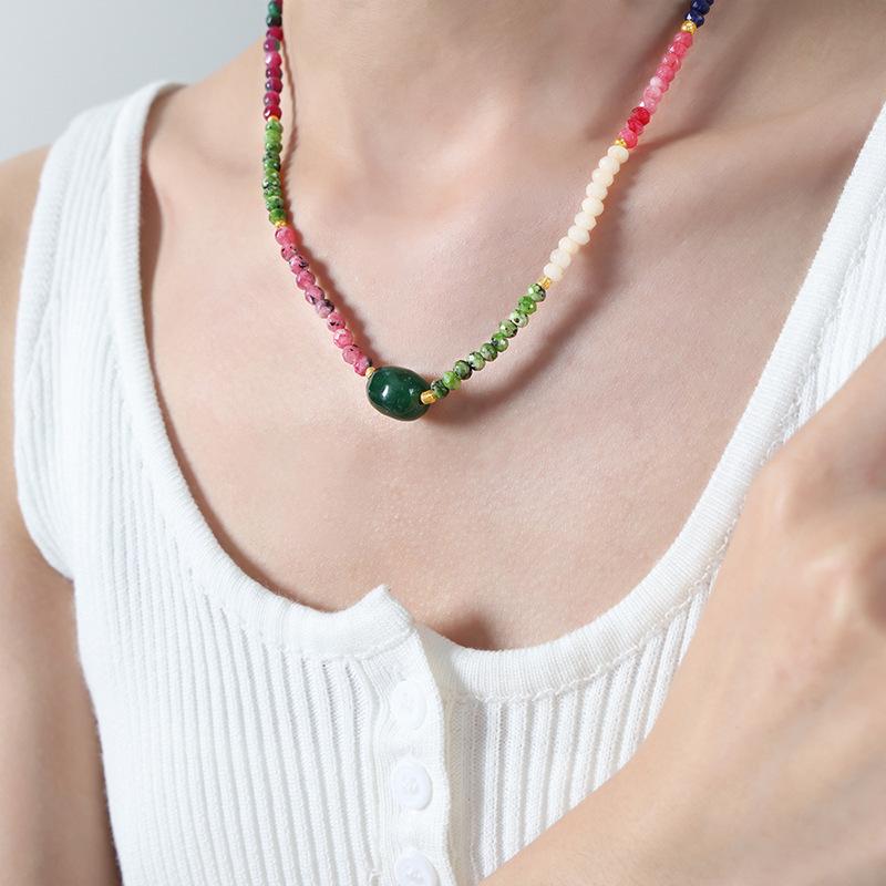 

Богемный тренд допамина, модное многоцветное комбинированное натуральное каменное агатовое бисерное ожерелье ручной работы для женщин