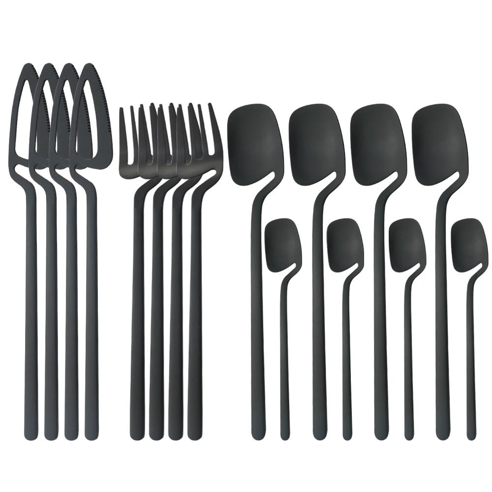 16Pcs Rainbow Matte Tableware Knife Fork Spoon Dinnerware Set Stainless Steel Cutlery Western Flatware Kitchen Silverware Set