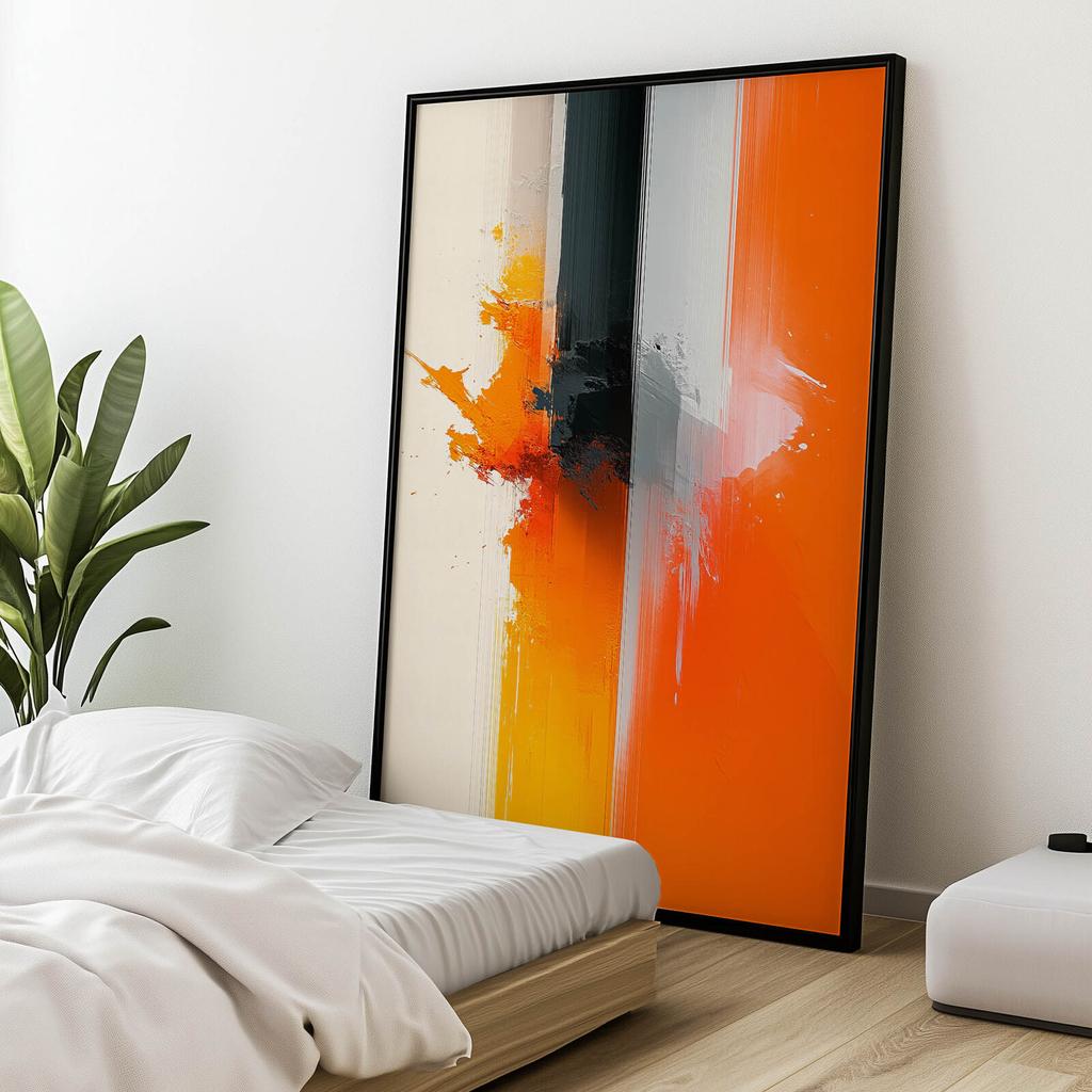 Pomarańczowa Ekspresja Pomarańczowa Ekspresja, 30X40 Cm, Rama Drewniana Ciemny Brąz, Papier Matowy 230 Gsm