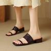 Thick heel with slippers for women's outer wear summer 2025 new low-heeled open-toed square-headed Roman sandals