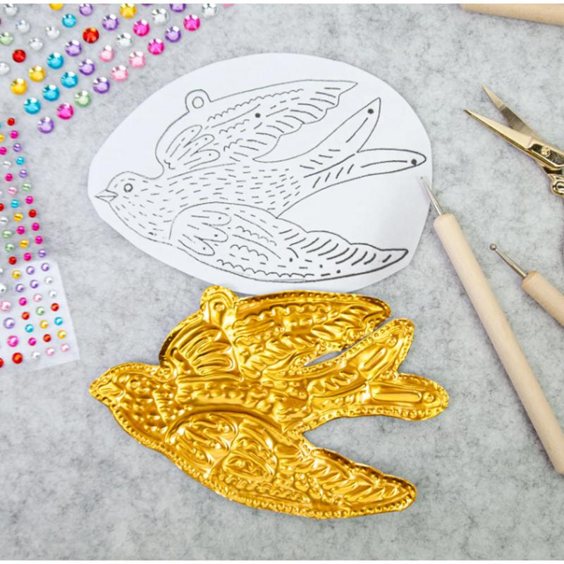 Thick Tin Foil Painting Material Package Artistic Relief Paper Diy Christmas Gold And Silver Pendant Combination Tin Foil Paper