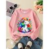 Kids Crewneck Long Sleeve Sweatshirt,Cute Cartoon Unicorn Graphic Print
