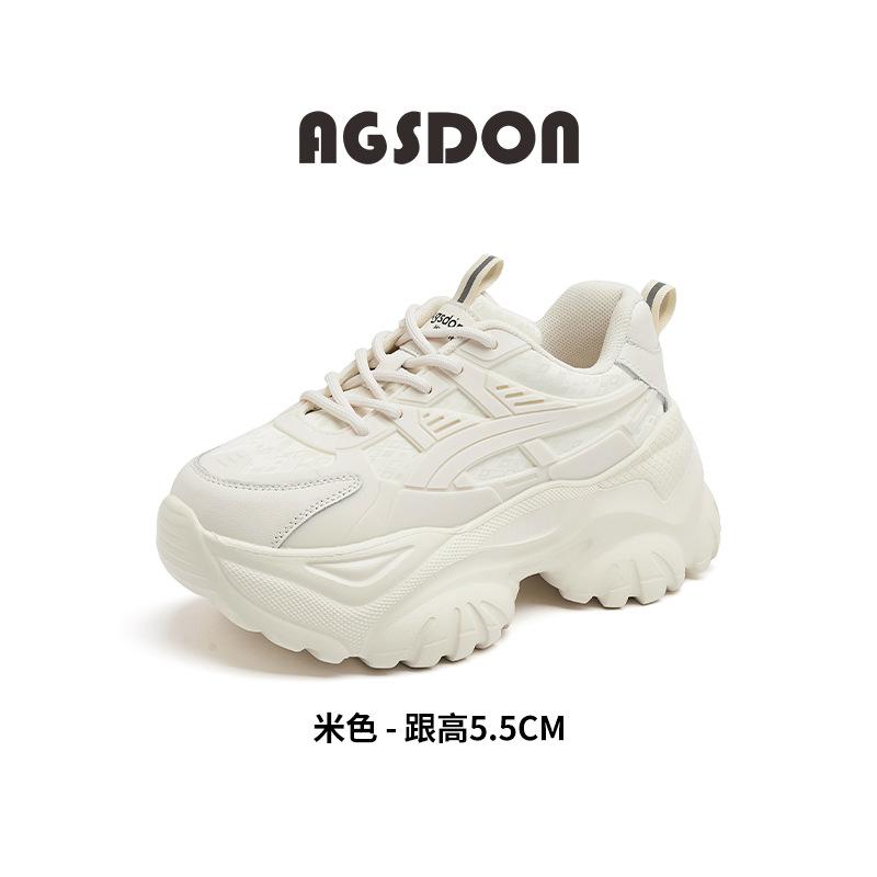 Augustine Leather Dad Shoes Women's 2025 New Autumn and Winter Platform White Casual Sports Small Running Shoes