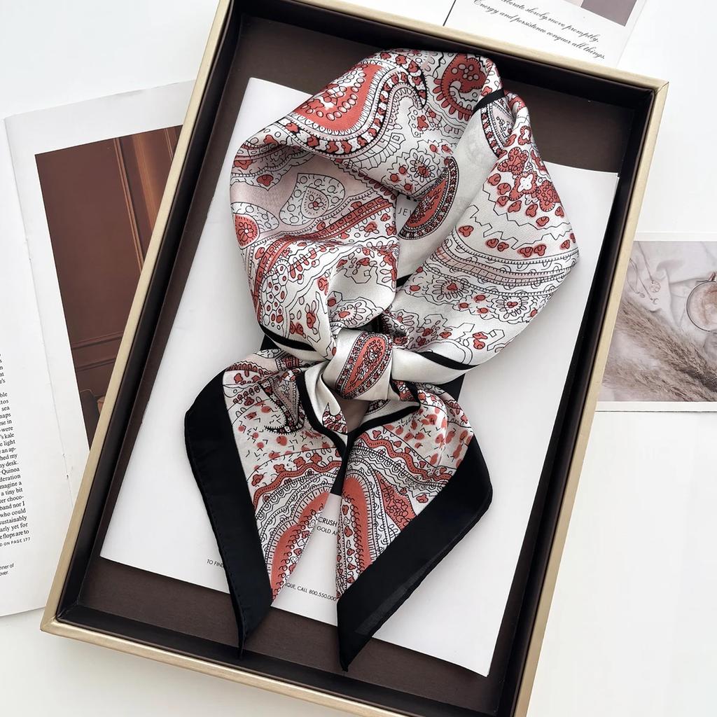 Luxury Square Scarf for Women Soft Satin Neckerchief Female Hair Bands Fashion Ladies Bag Ribbon Headband Bandana Shawl