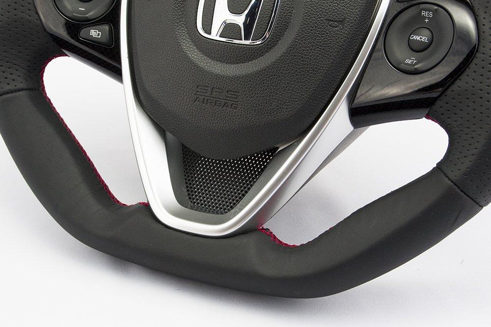 KENSTYLE Original Steering Wheel HB02 for Honda S660 Black Leather with Red Line (JW5) (Red Stitching)