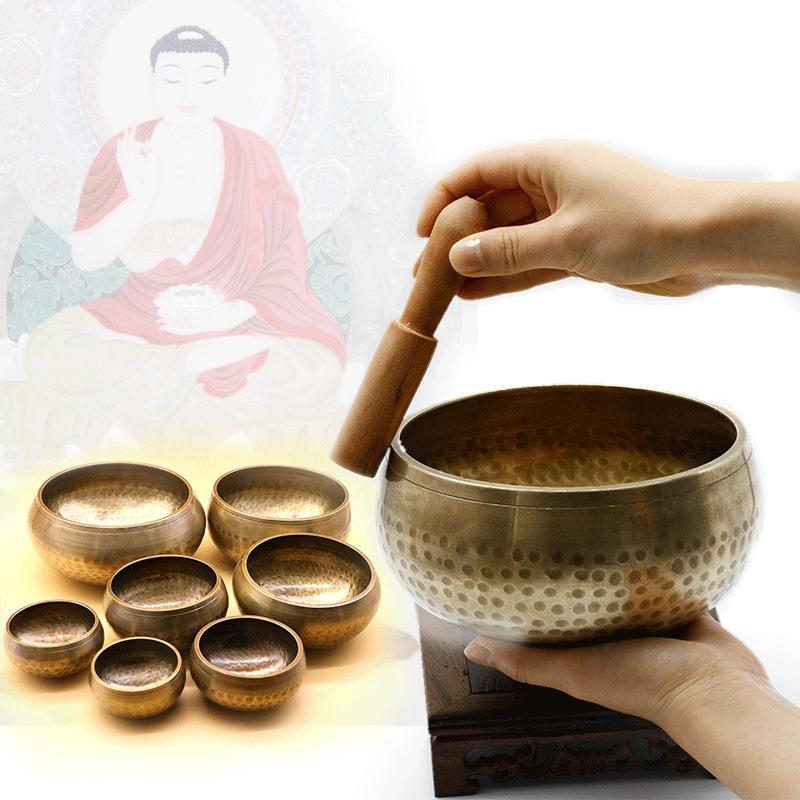 Nepal Tibetan Buddhist Bowl Handmade Singing Bowl Set Cushion Mallet Religion