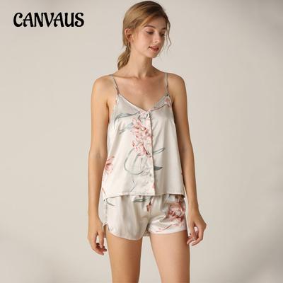 Atlet Pijama Kadın Moda İki Parça Ev Giyim İnce Ev Askılı Şort Takımı