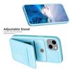 BF28 For iPhone 15 Kickstand Case Matte PU Leather Coated TPU Phone Cover with Card Holder