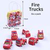 6pcs Pull Back Car Toys Set Fire Truck Taxi Simulation Vehicle Models for Boys Age 3+ Party Gifts
