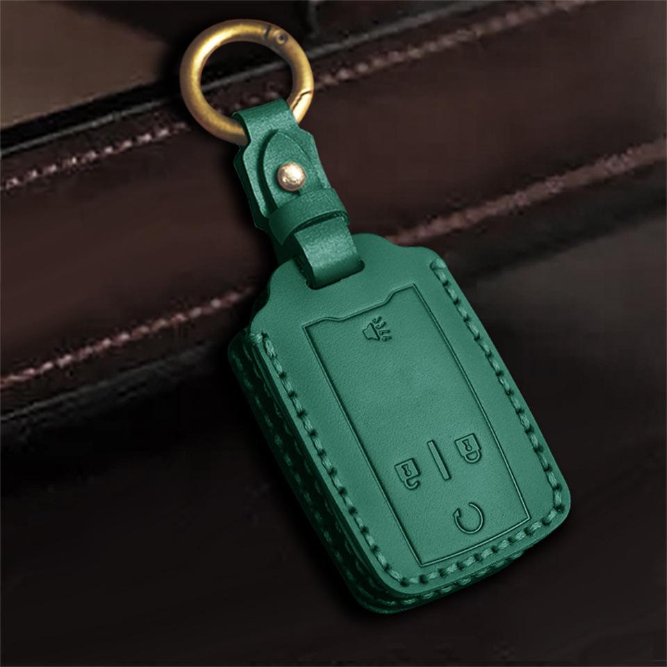 Genuine Leather Car Key Case & Creative Keychain for GMC Pickup