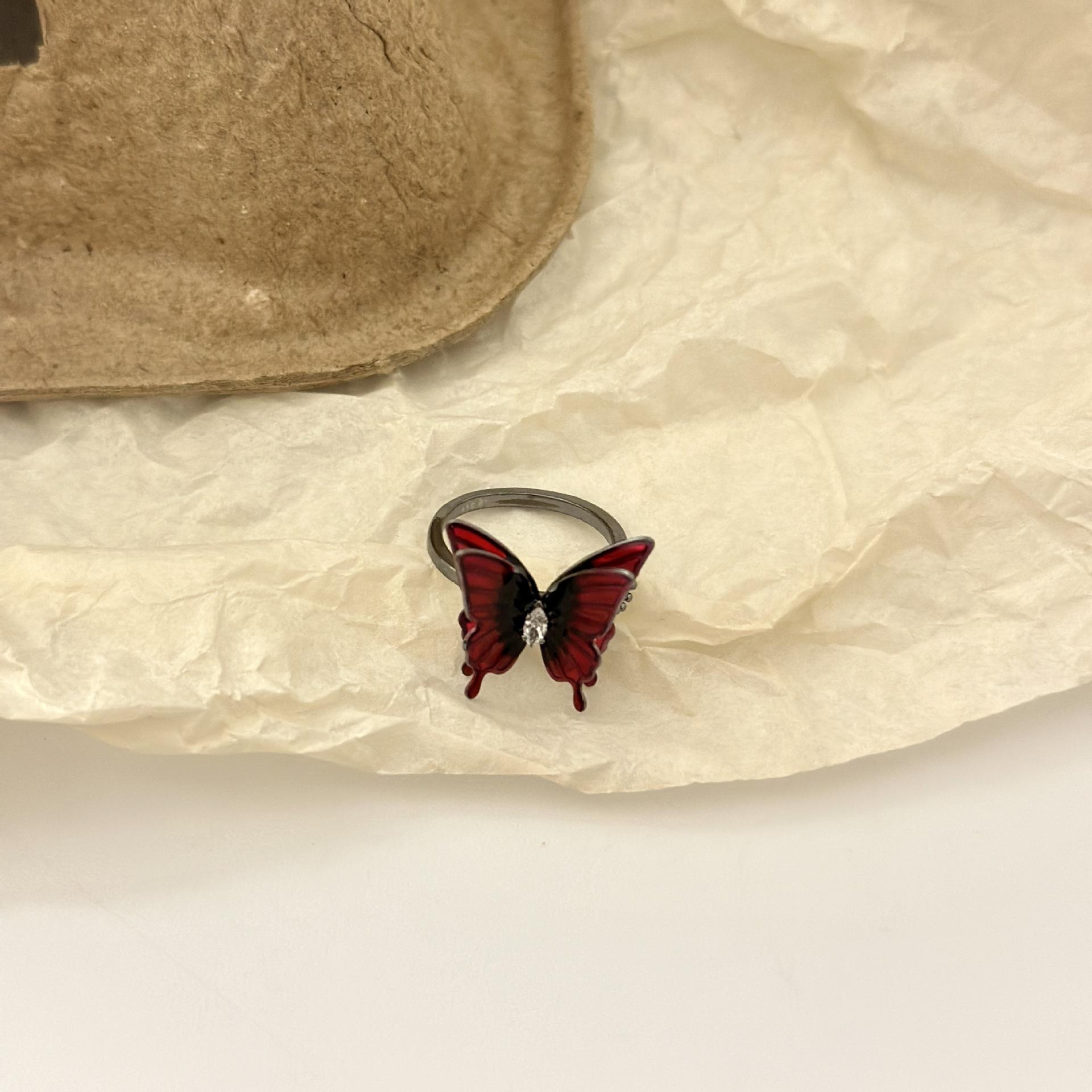 

Кільце з сяючим метеликом у корейському стилі з супер безсмертним темпераментом, жіночі нішеві універсальні темпераментні кільця, що відкриваються opening adjustable червоний