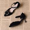 Square buckle with temperament with skirt fashionable versatile and comfortable summer new rhinestone high-heeled sandals women