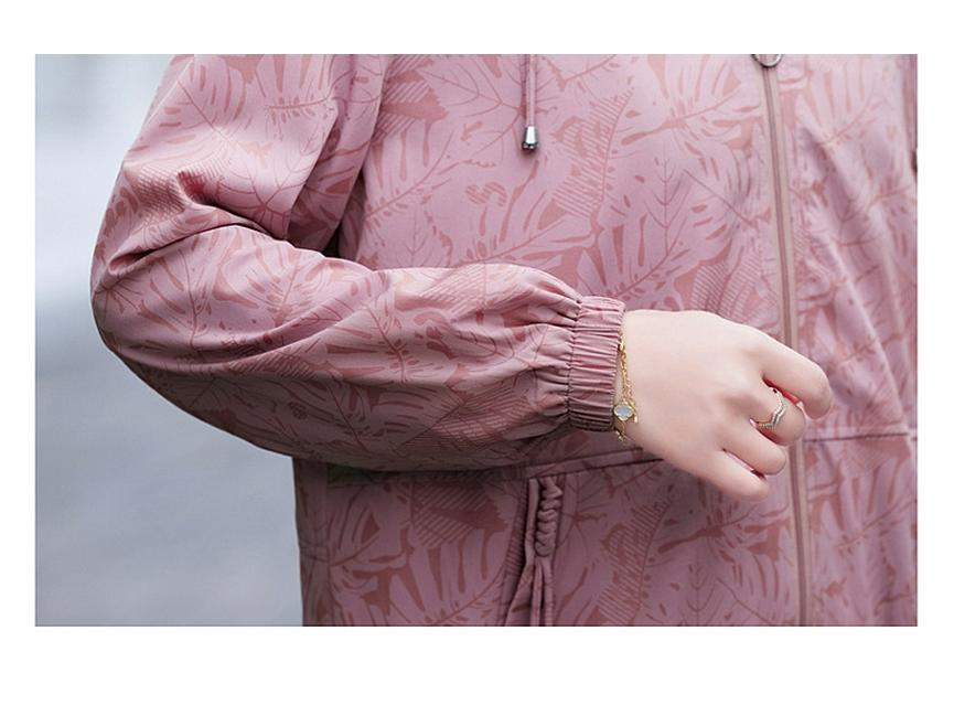 Women's Sun Protection Printed Hooded Jacket - Breathable, Loose-Fit for Middle-Aged and Elderly