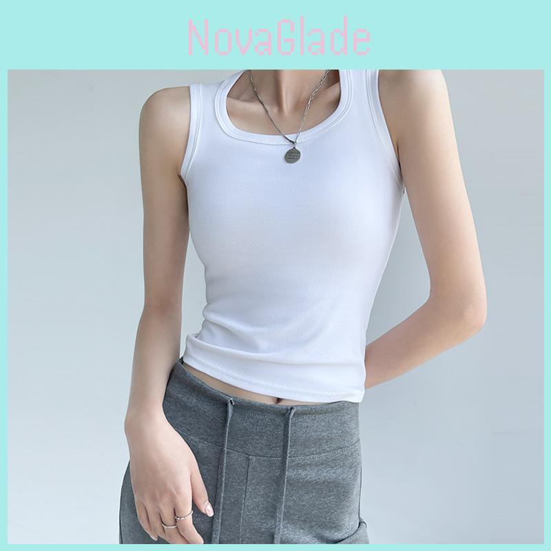 Cotton Sleeveless Tank Top With Wide Straps For Summer Yoga And Beach Wear