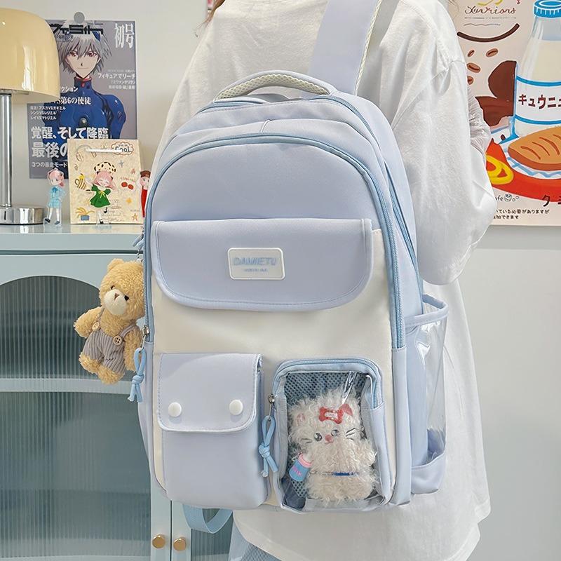 High school students large-capacity backpack new fresh and sweet two-dimensional color contrast bar
