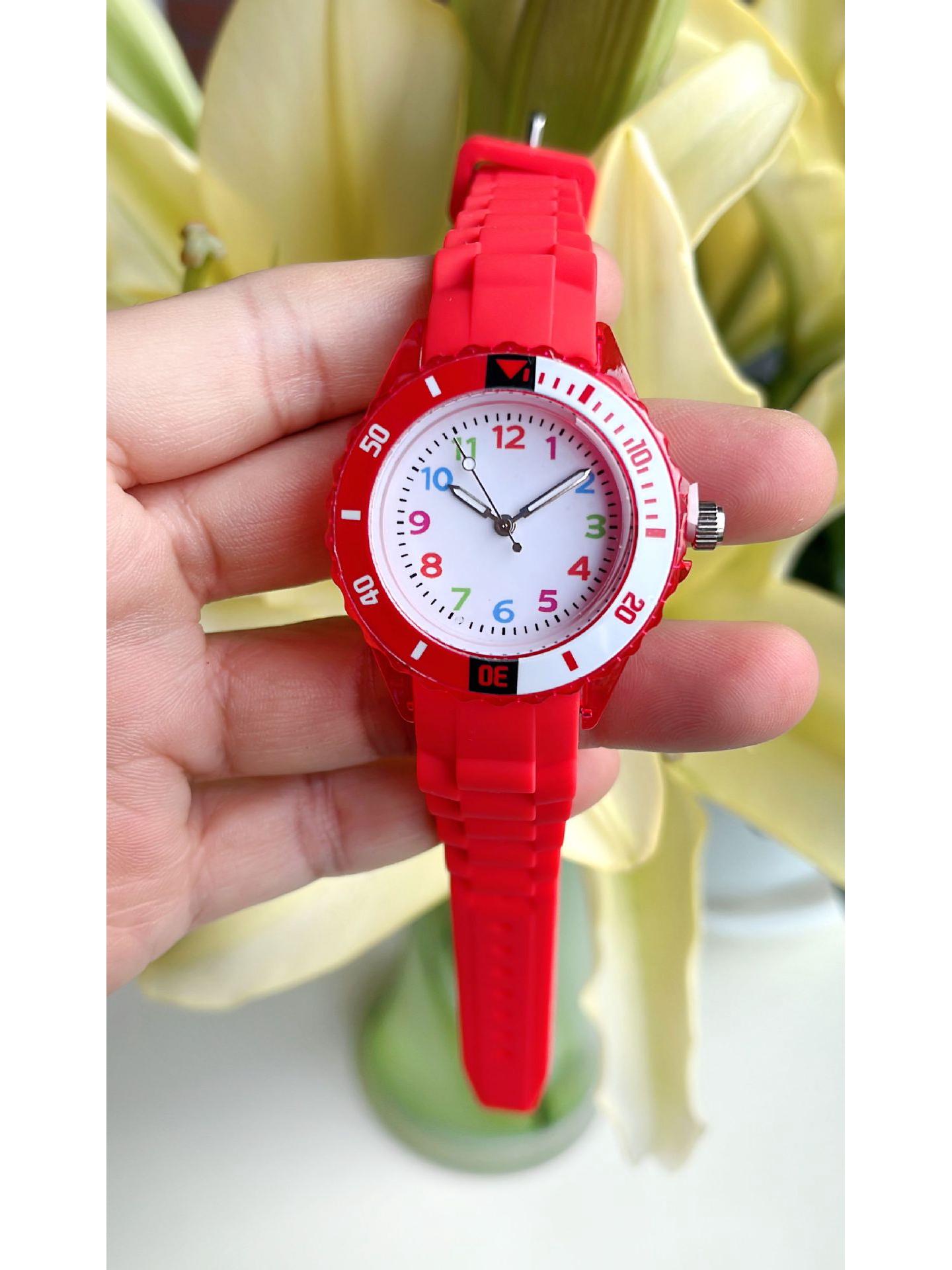 

Студенческие кварцевые женские цифровые часы конфетного цвета, модные, повседневные красный