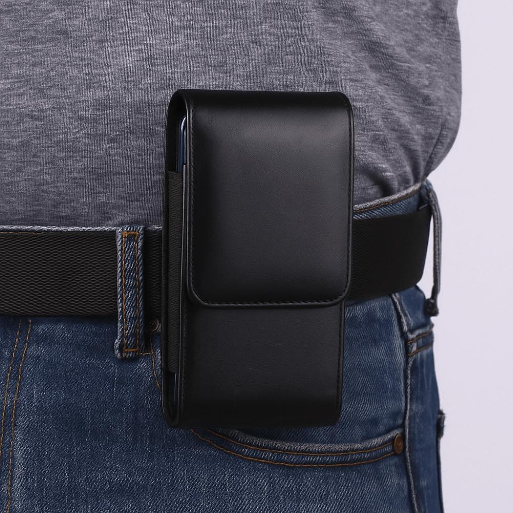 Solid Color Cell Phone Belt Pouch Flip Case Leather Belt Clip Dual Pouch Mobile Phone