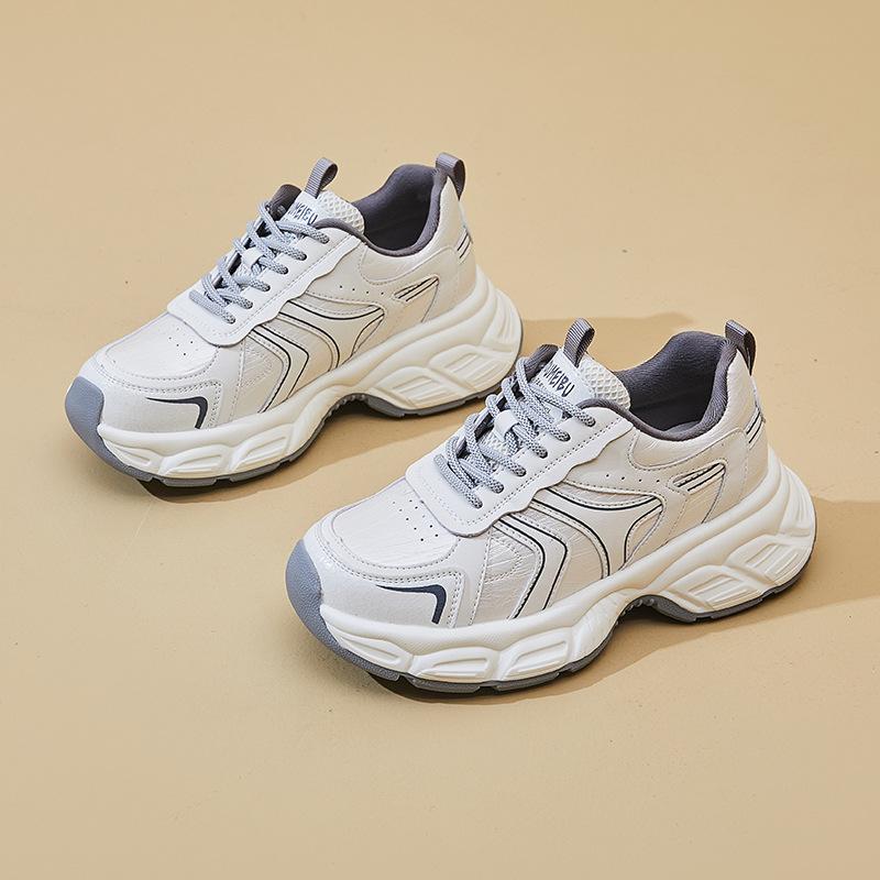 Nové dámské tenisky, módní sportovní jednobarevné boty se silnou podrážkou