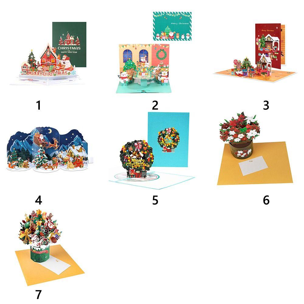 Kreativ Flerfärgad Jul 3D Hälsningskort Pappersprydnader God Jul Postkort Hantverk Pop Up Lyckönskningskort Festival