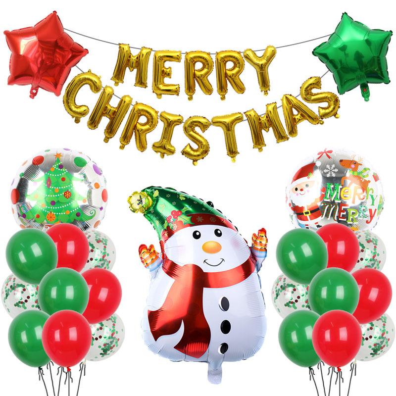 Christmas Decoration Balloon Set Smiling Snowman Elk New Year Arrangement Christmas Tree Party Decoration