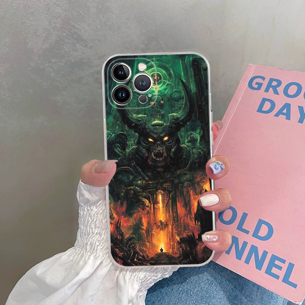 Cool Game H-DOOM Eternal-S Phone Case For iPhone 17 16 15 14 13 11 12 Pro Max 16 Plus Transparent iPhone 12 pro