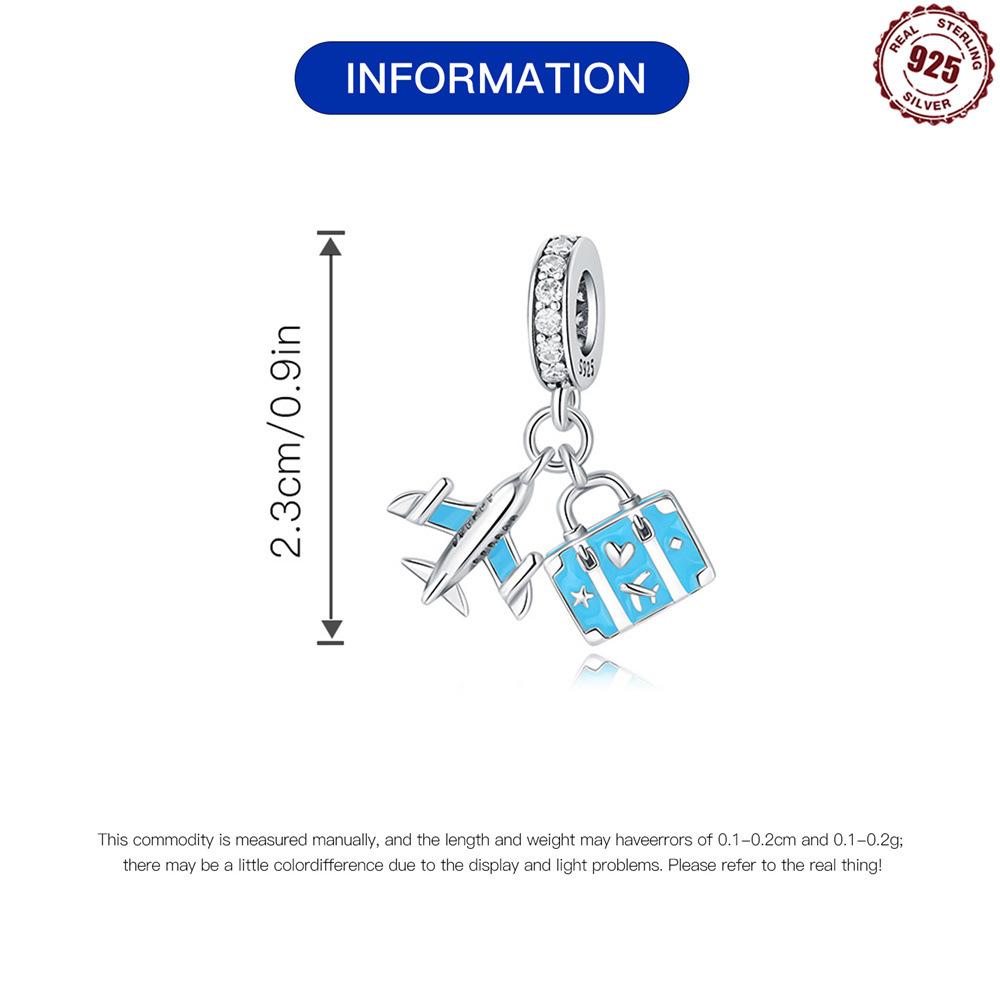 9 Sterling Silver Pendant Accessories Airplane Luggage Suitable For Bead Diy Bracelet Necklace Design