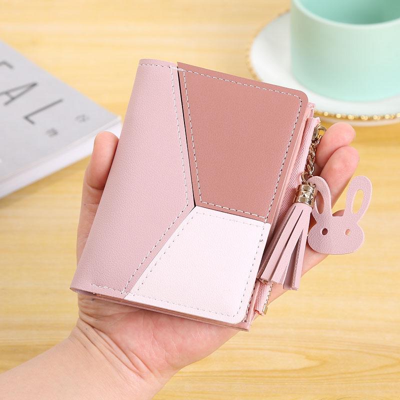 

Korean Style 2020 Tassel Short Women s Coin & Zipper Wallet розовый