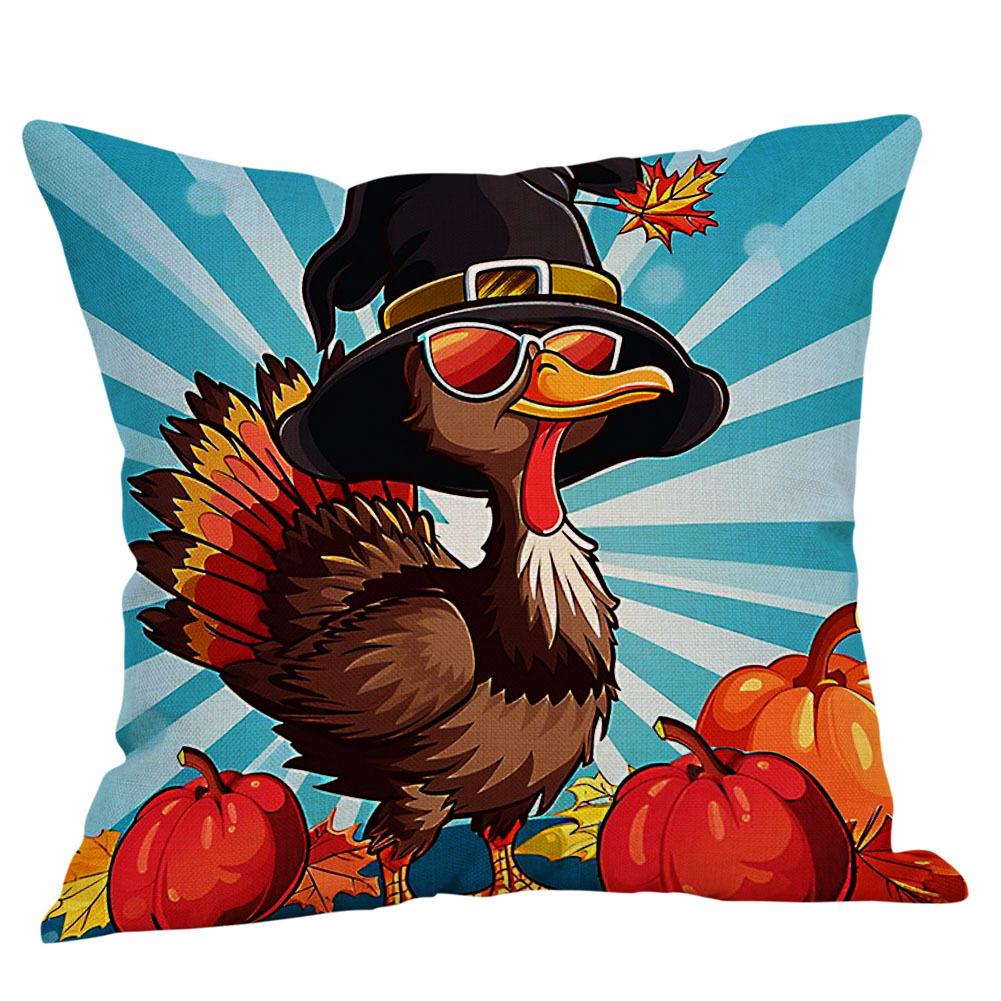 Cartoon Turkey Pattern Throw Pillow Covers With Digital Printing Of Short Plush Fabric Car-Shaped Sofa Cushion Office Home Decor