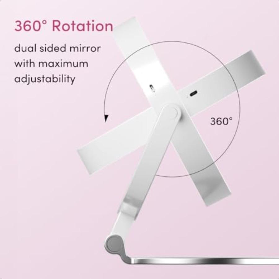 Travel Magnifying Mirror 10x 1x with Lights Rechargeable 9Inch Extra Large LED Lighted Makeup Mirror Folding Double Sided Porta