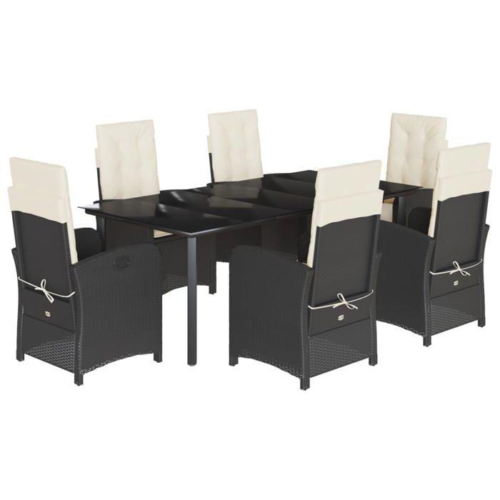 VidaXL 7-Piece Garden Dining Set with Cushions, Table and Chairs with Adjustable Backrest, Outdoor Patio Furniture 3212307
