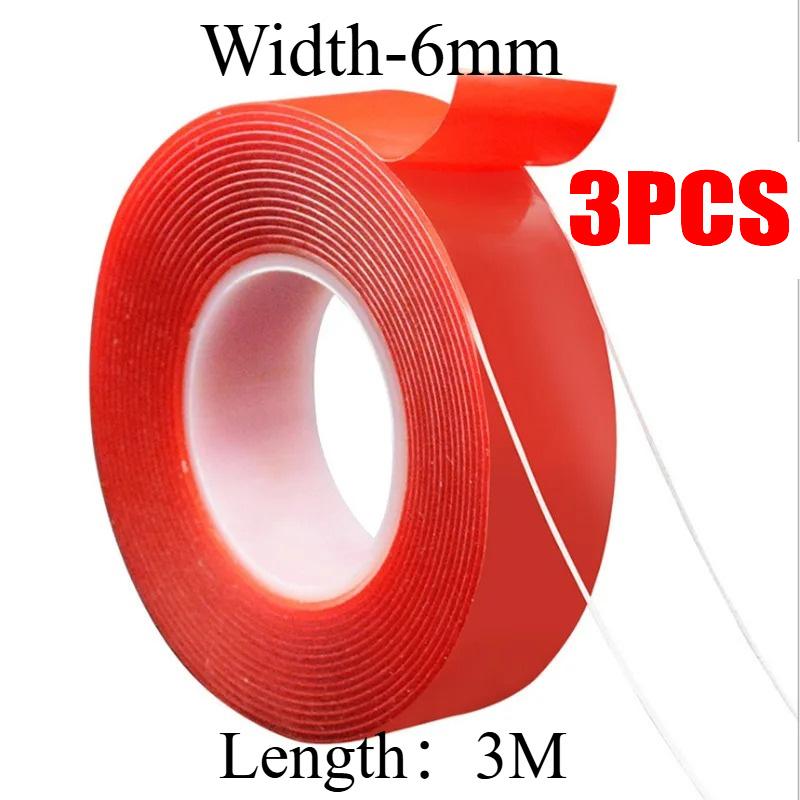 2pc Ultra Thin Transparent Red Film Double Sided Tape With HighTemperature Resistance No Marks Waterproof Adhesion Strong Adhes