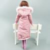 Pink Winter Warm Long Big Coat+Boots Jacket Outfits Clothing for Barbie Doll Clothes For 1/6 BJD Doll Accessories DIY Toy for Kid Girl