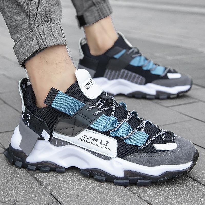 New ModelMen'S Shoes: Spring Casual White Sneakers, Trendy Youth Mesh Breathable Sports Shoes, Dad Shoes For Men