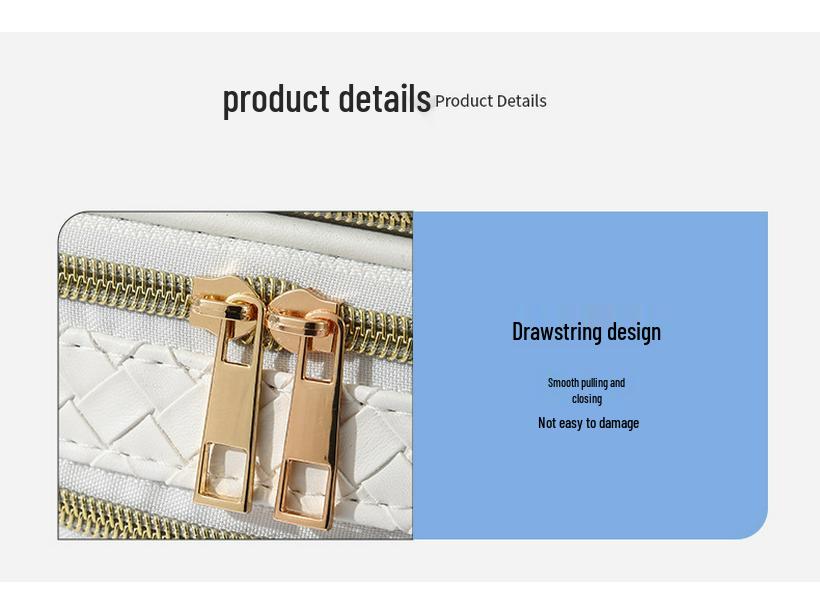 Flerfärgad dubbellagers PU-reseorganisatör för smycken och smink med vävd textur