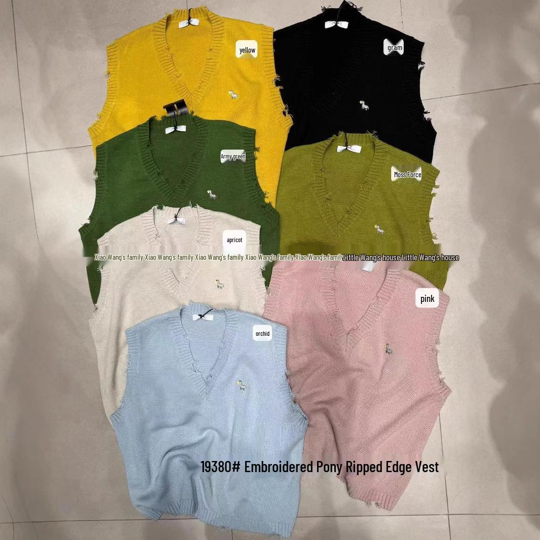 

Xiao Wang s Korean Style V-Neck Loose Fit Knitted Sweater Vest One Size