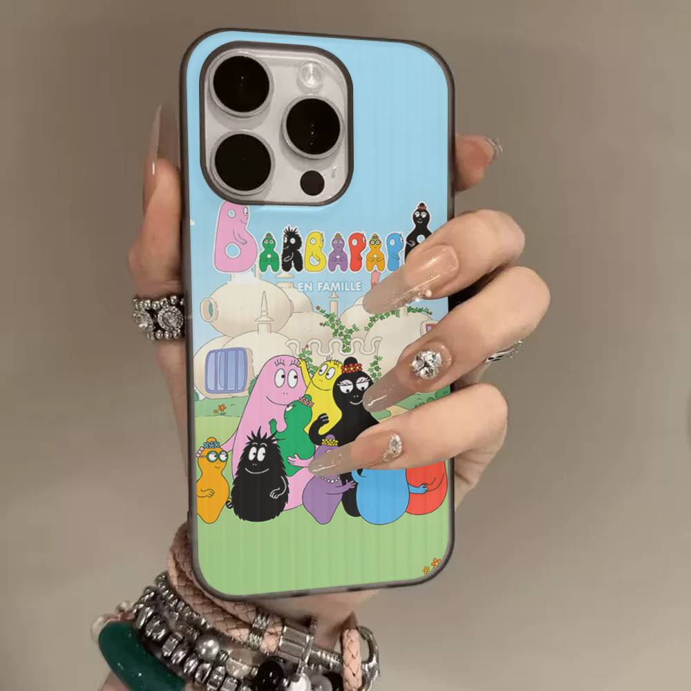 Cartoon Barbapapa Phone Case For IPhone 17 16 15 14 13 12 11 Corrugated Frosted Soft Cover Anti-Slip