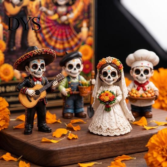 Family Keepsake Gift for Holiday Day of The Dead Advent Calendar, 24-Day Countdown Miniature Village Birthday Boys Girls Set, Collectible Figures