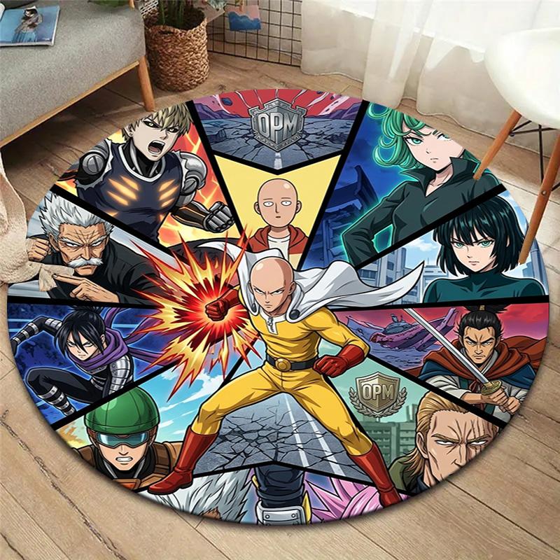 Onepunch Man Round Area Rug Carpet Rug For Living Room Bedroom Sofa Playroom Decor Nonslip Floor Mat