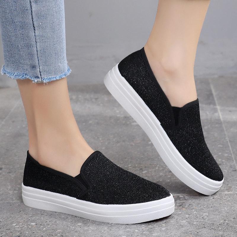 Spring and Autumn new cloth shoes women's old Beijing Korean version one-pedal lazy flat canvas shoes versatile breathable casual shoes