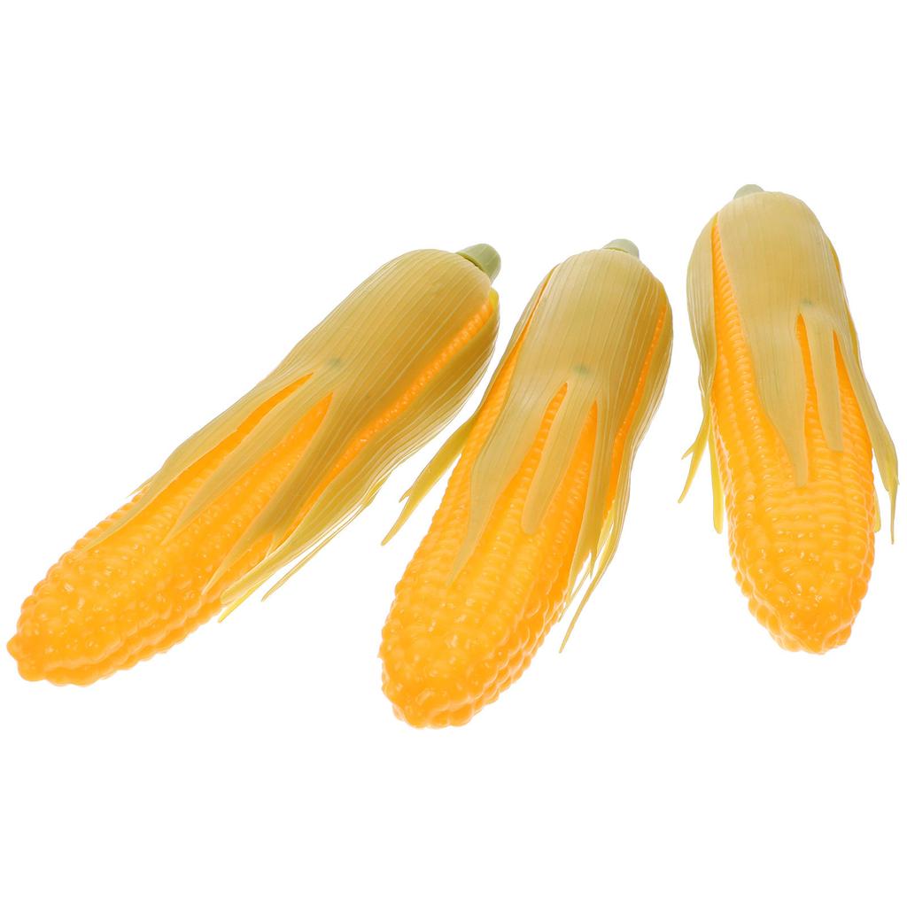 3Pcs Lifelike Plastic Corn Decorations Realistic Artificial Vegetable Props for Home Shop Bakery Party Food Display Photography
