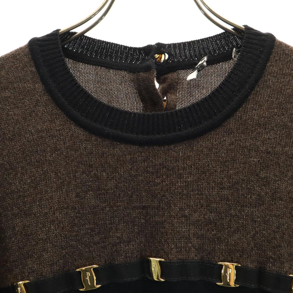 Salvatore Ferragamo 90s Old Long Sleeve Knit One Piece L Black Women Used