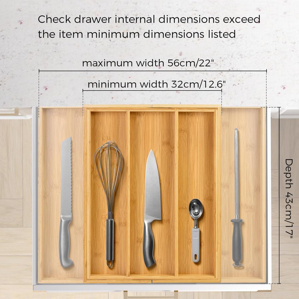 Cooking Utensil Drawer Cutlery Extendable Kitchen Tool Cutlery Large Sliding Type X Storage Drawer Organizing Bamboo Storage, Storage, Case, Capacity,