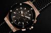 NEW model Hyakuichi wristwatch 100m waterproof chronograph date display pink gold carbon black leather belt [HYAKUICHI 101] No.8L