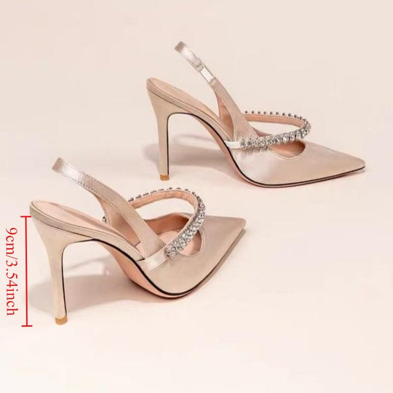 

Elegant Diamond Decor Sandals Pointed Toe Stylish popular Rhinestone High Heel Shoes exquisite Party Evening banquet Footwear 34