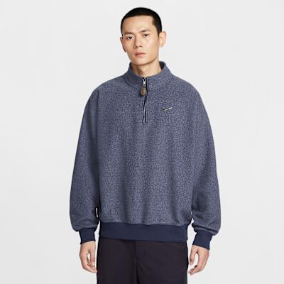 Nike Swoosh Knitwear Men s Navy Blue Stand Collar Moderate M