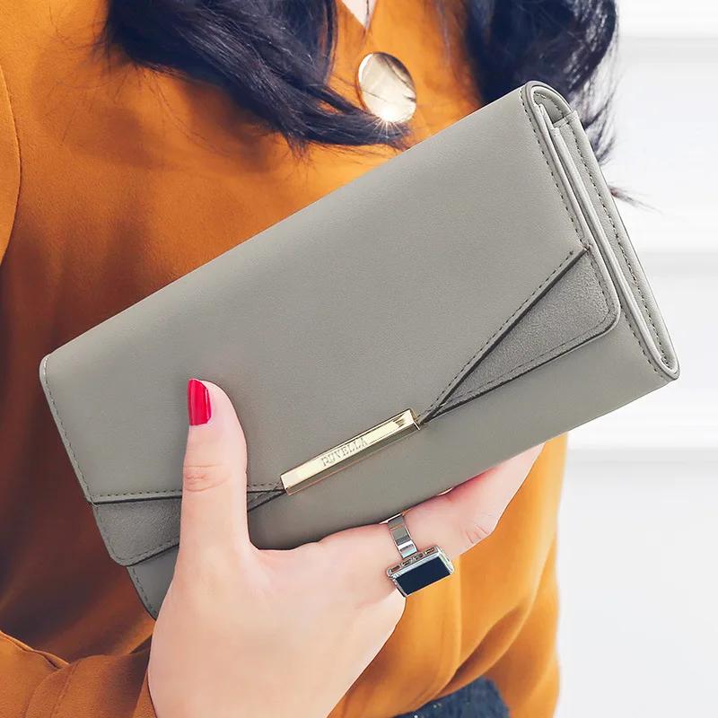 

Жіночий гаманець-конверт Високоякісний клатч Велика місткість Тримач для мобільних грошей та карток Жіночий просунутий довгий затискач для грошей сірий колір